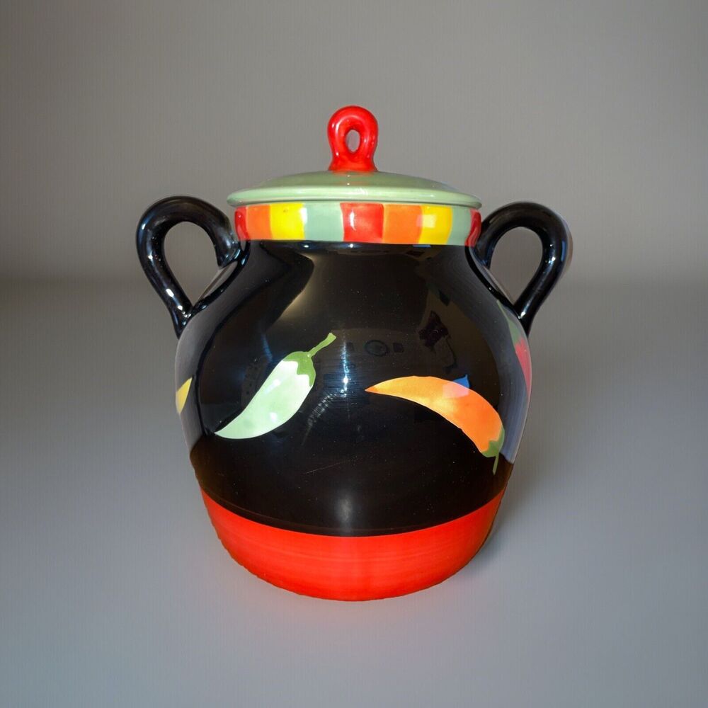 The Main Ingredients Southwest Chili Pepper Crock Jar With Lid 6.5 Inches